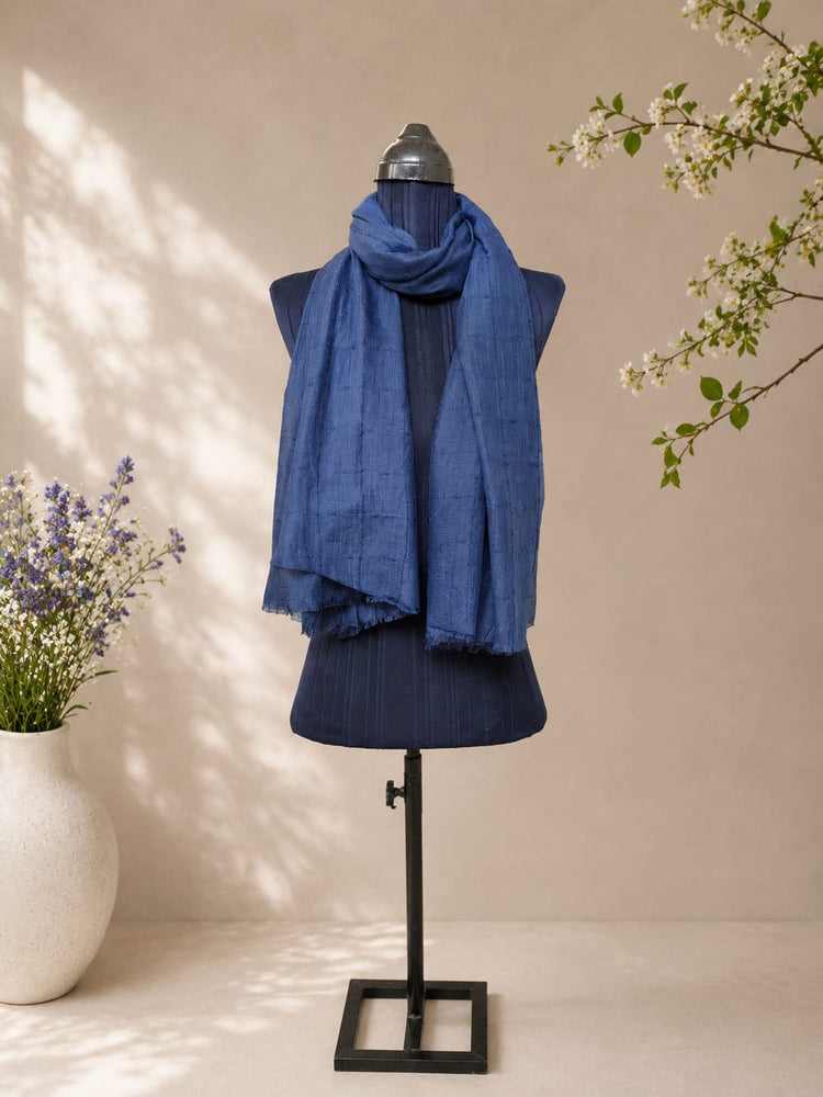 Indigo Blue Textured Scarf