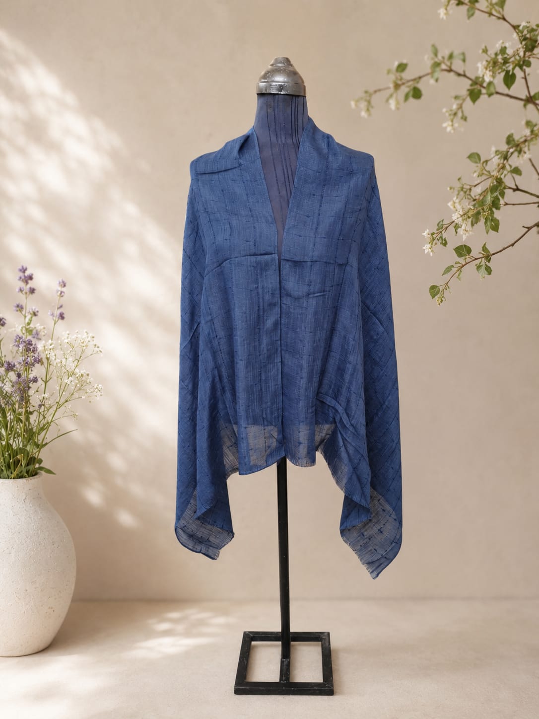 Indigo Blue Textured Scarf