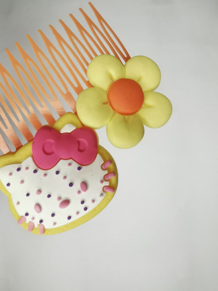 Hair Comb Clip Floral & Hello Kitty