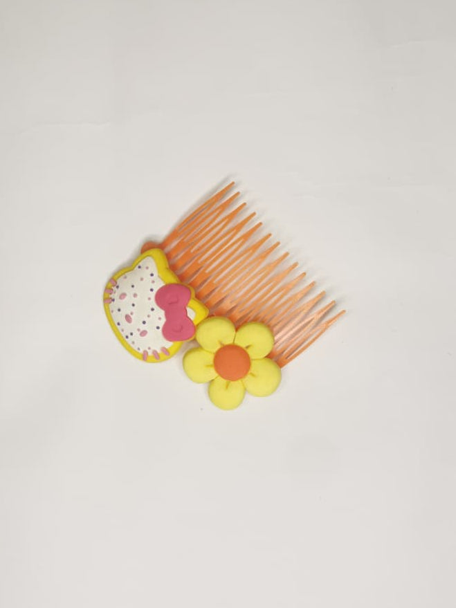 Hair Comb Clip Floral & Hello Kitty