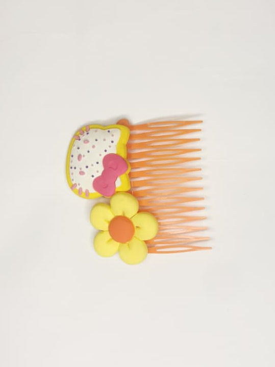 Hair Comb Clip Floral & Hello Kitty