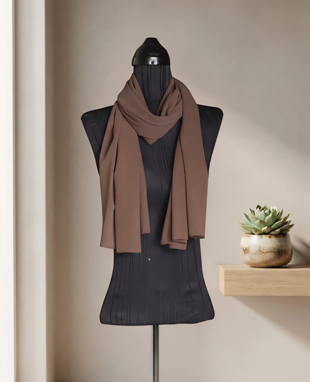 Georgette Mocha Brown Scarf