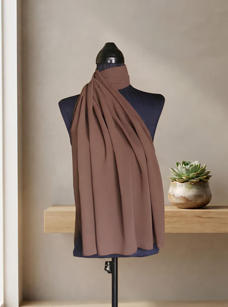 Georgette Mocha Brown Scarf