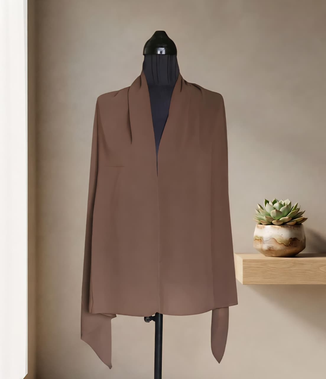 Georgette Mocha Brown Scarf